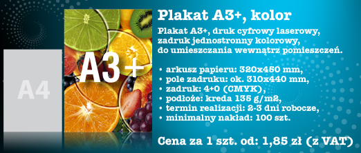 Plakat A3+, kolor