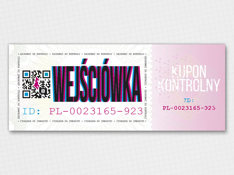 Bilet wstępu 100x40 mm : Bilety, wejściówki, karnety Bilety