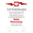 List gratulacyjny wz. 2